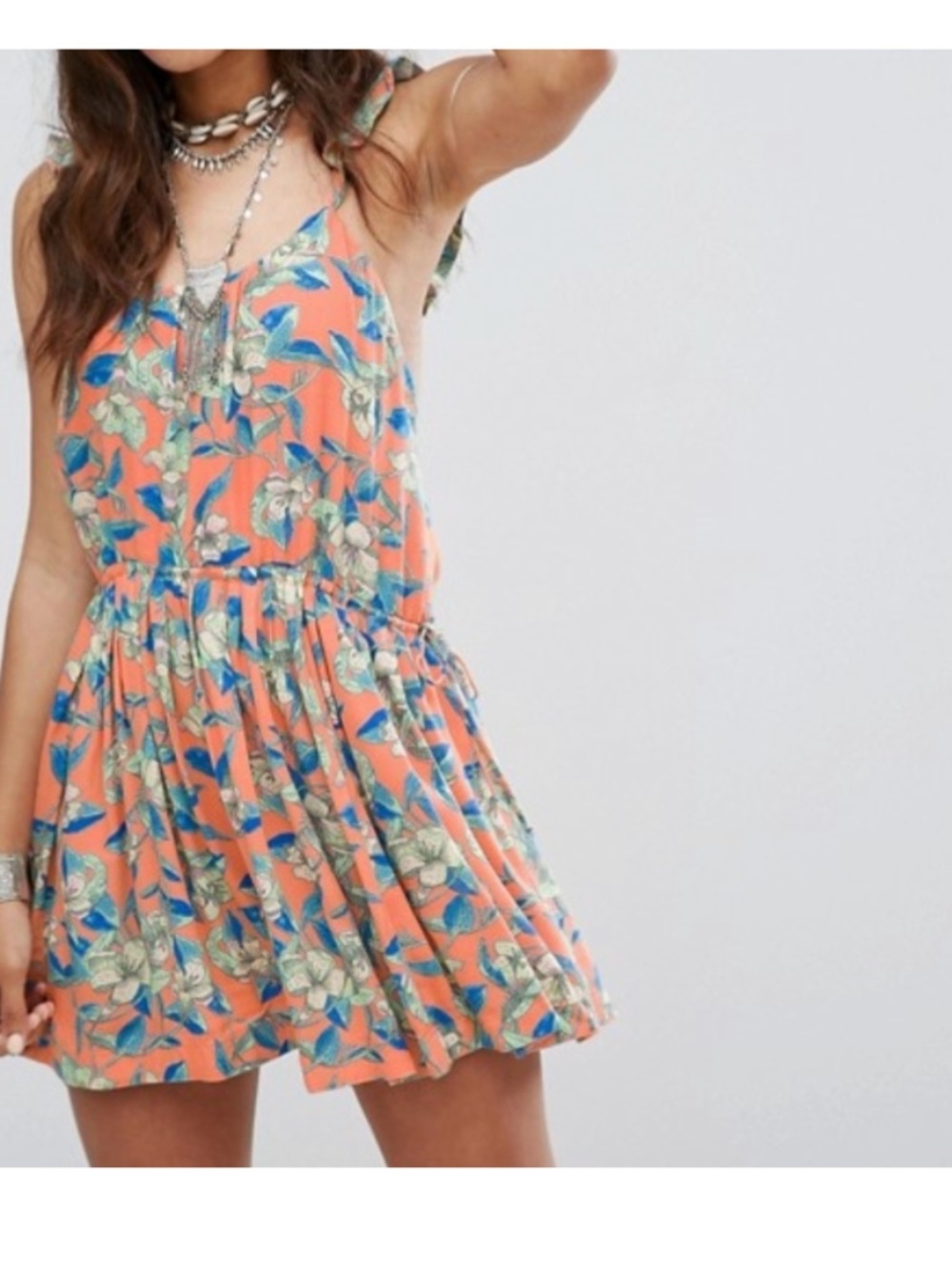 Free People Dear You Open Back Babydoll Dress Boho Ruffle Strap Swing Medium
